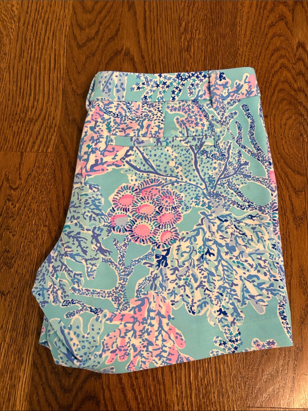 Lilly Pulitzer Callahan Knit Shorts “Fansea Teal" tropical shell print
